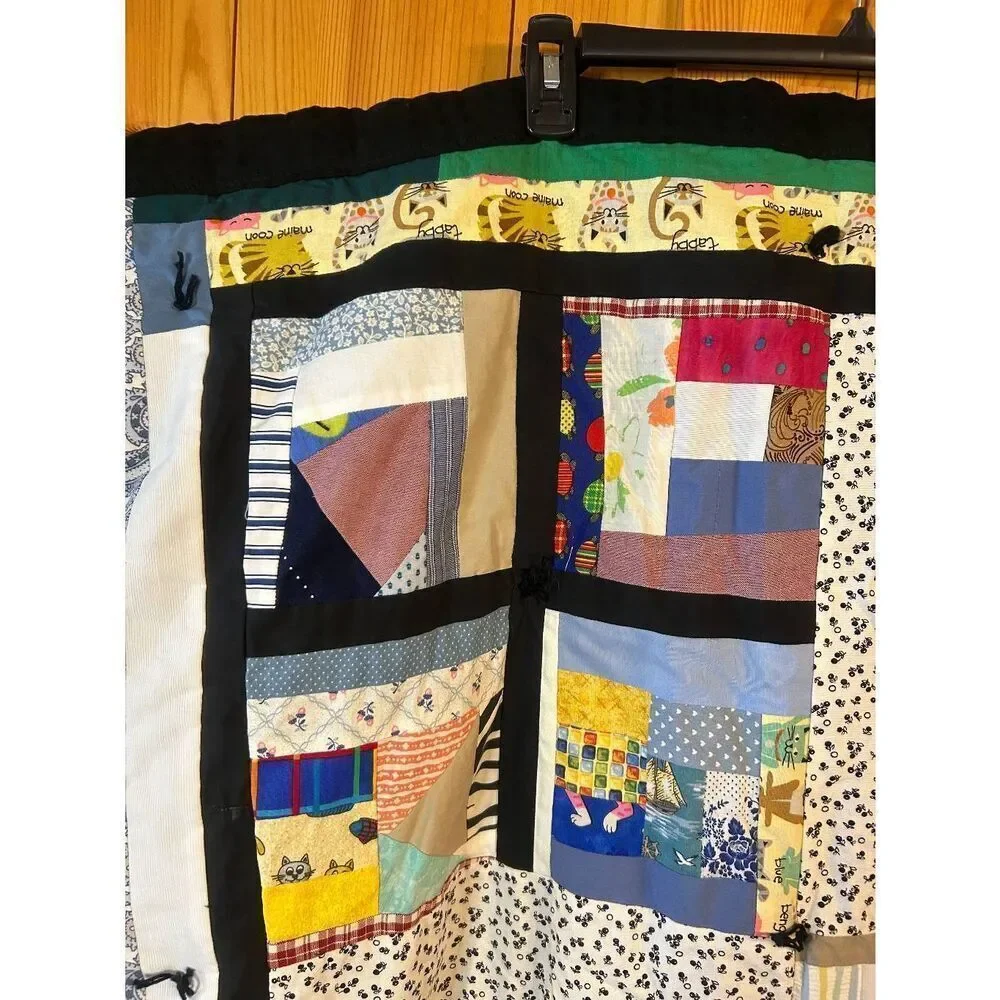 Handmade Quilt Black Backing Maine Coon Cats Winnie The Pooh 77.5x61 READ (5363)